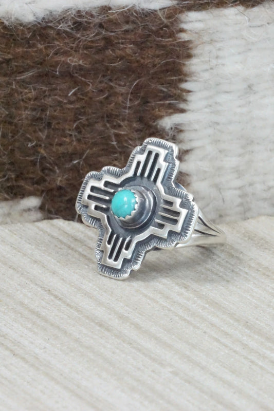 Turquoise & Sterling Silver Ring - Isabelle Yazzie - Size 9.5