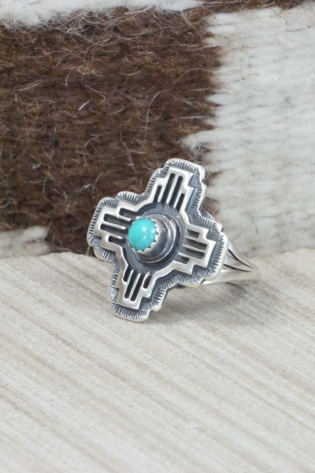 Turquoise & Sterling Silver Ring - Isabelle Yazzie - Size 6.75