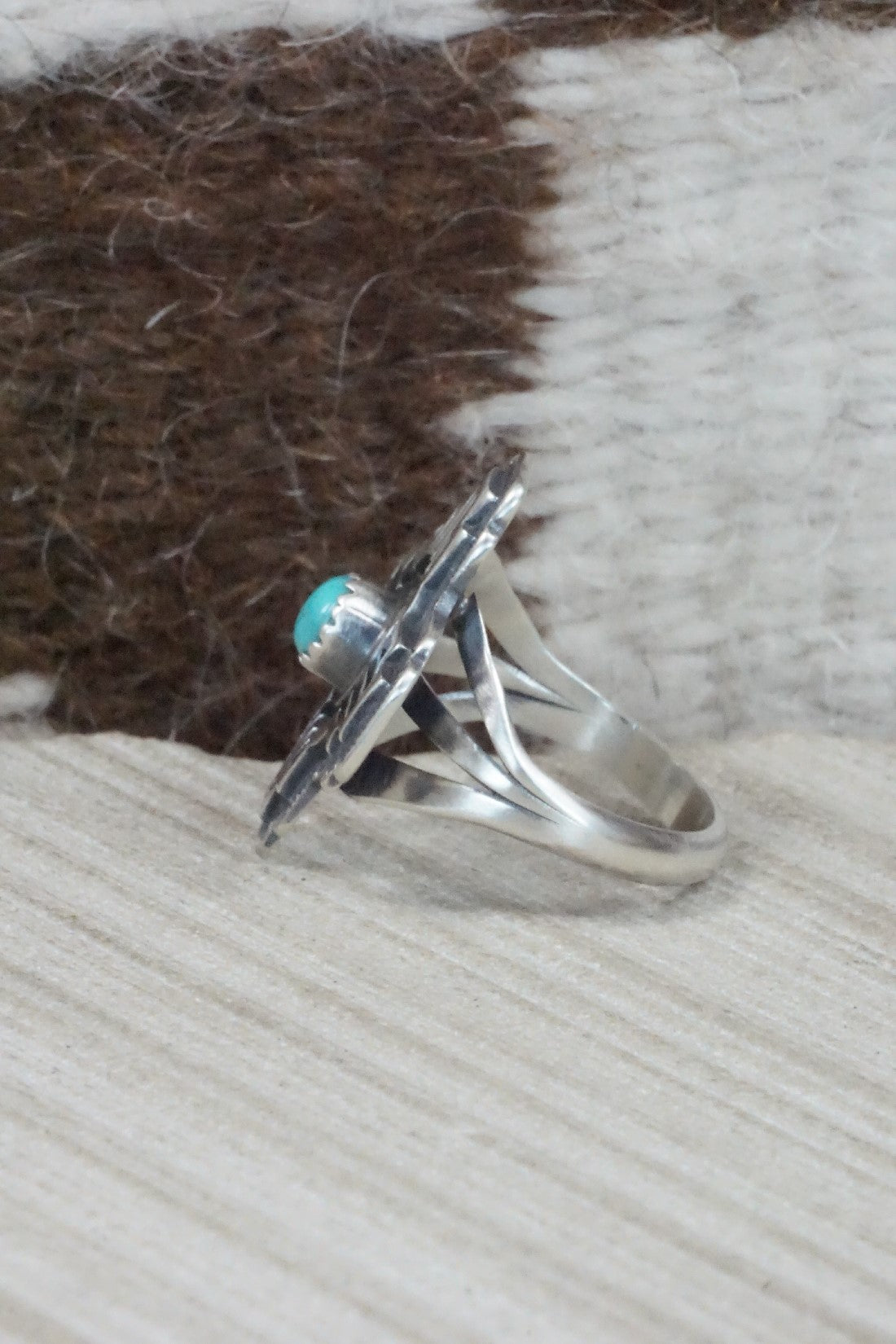 Turquoise & Sterling Silver Ring - Isabelle Yazzie - Size 8.25
