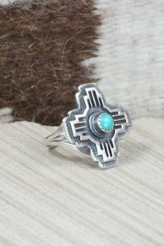 Turquoise & Sterling Silver Ring - Isabelle Yazzie - Size 8