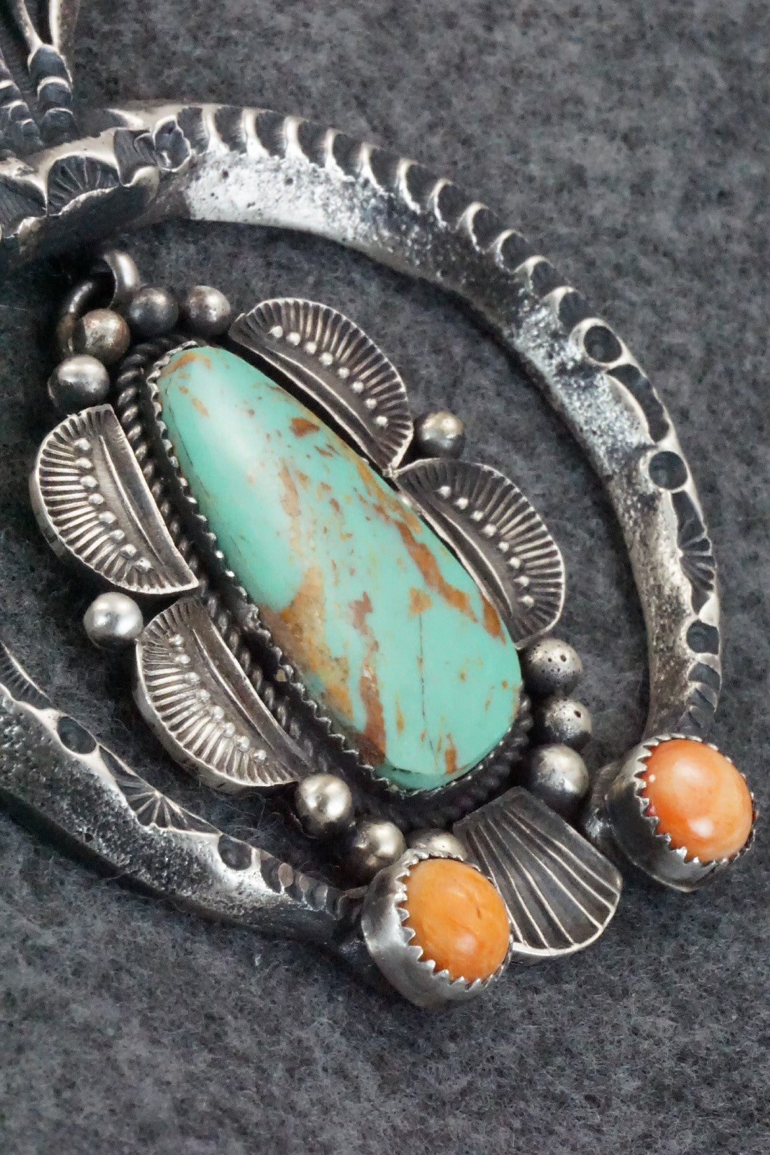 Turquoise & Spiny Oyster Sterling Silver Pendant - Kevin Billah