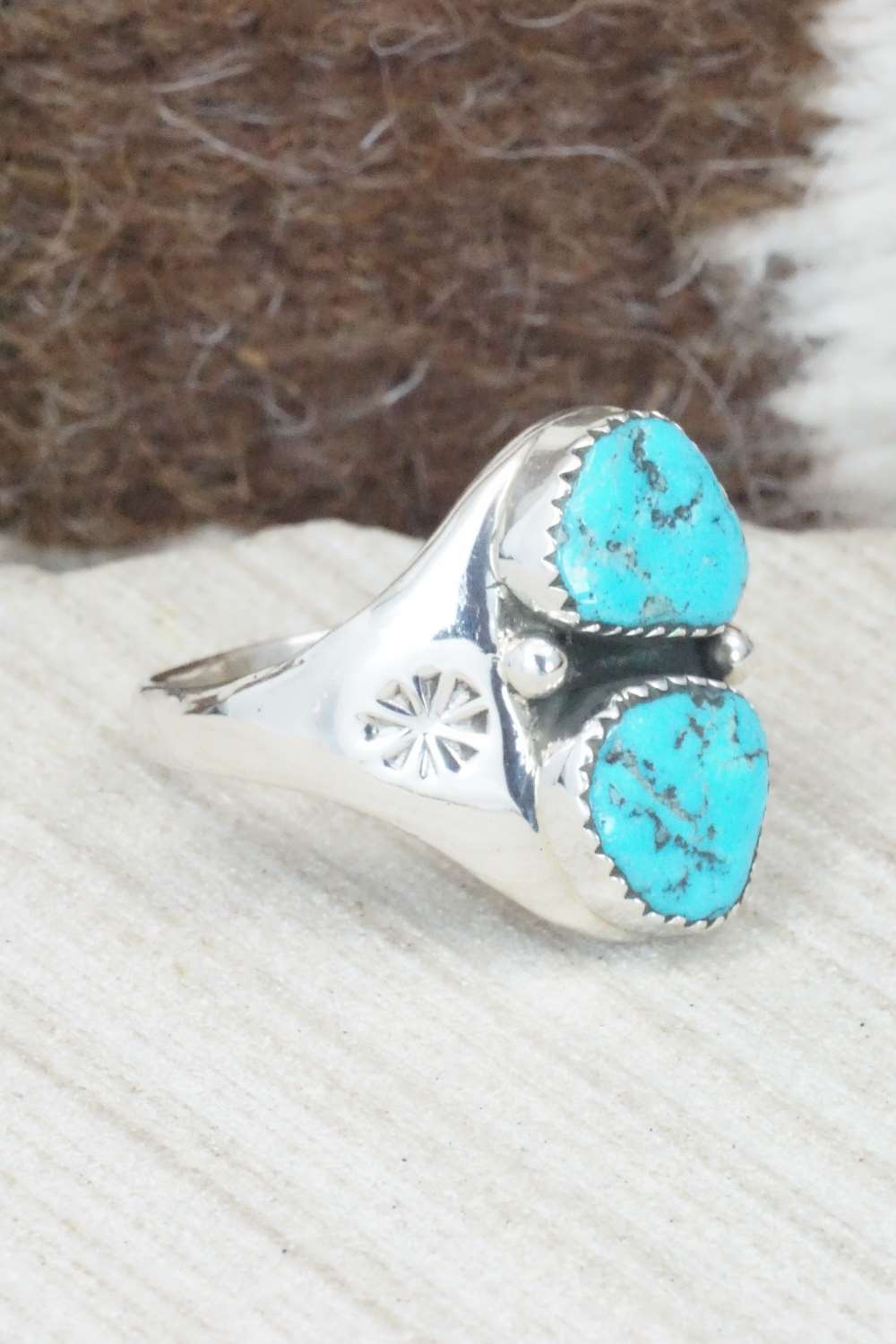 Turquoise & Sterling Silver Ring - Pauline Nelson - Size 13.25