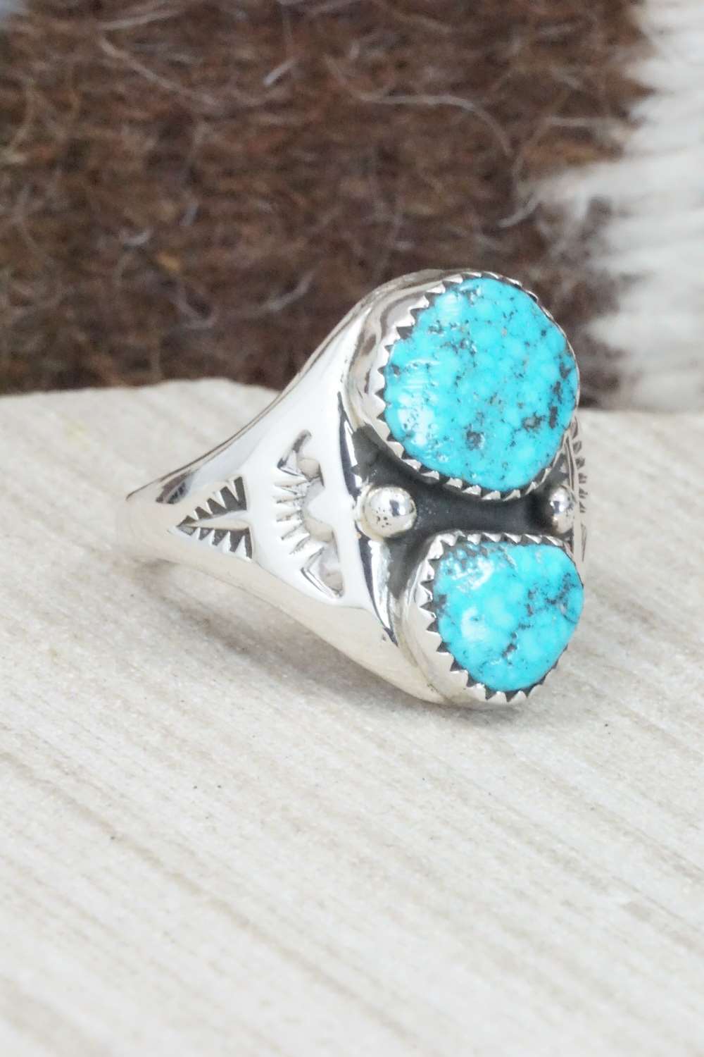 Turquoise & Sterling Silver Ring - Pauline Nelson - Size 12.5