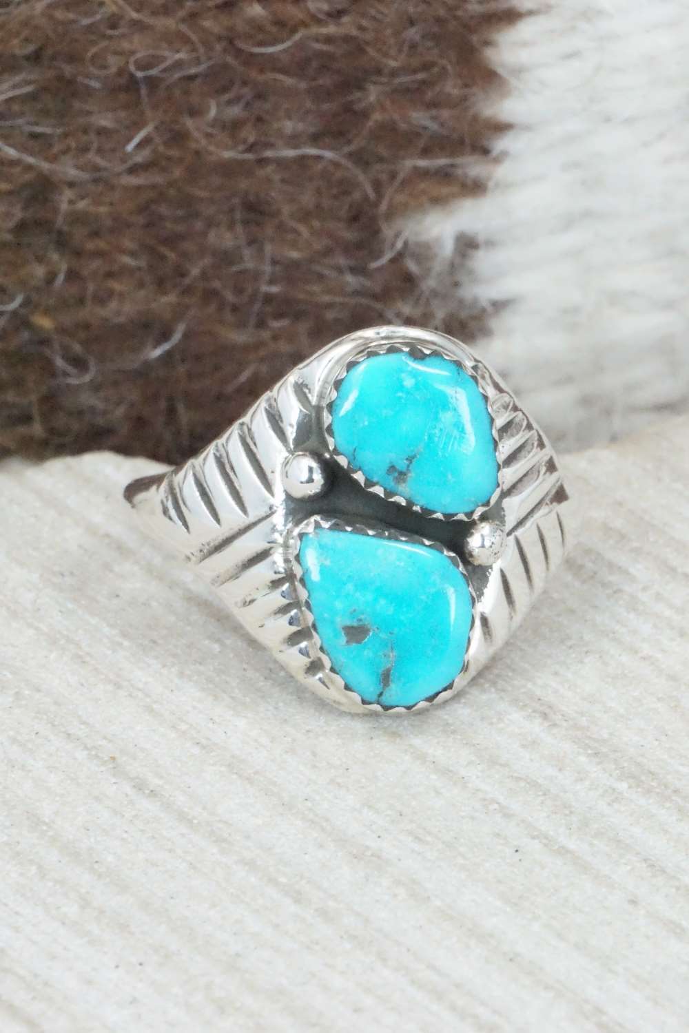 Turquoise & Sterling Silver Ring - Pauline Nelson - Size 13