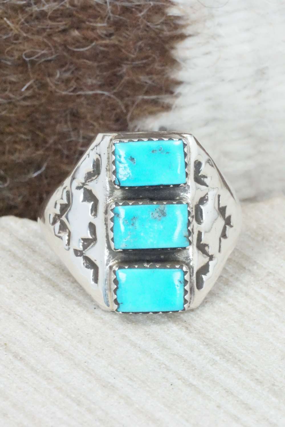 Turquoise & Sterling Silver Ring - Pauline Nelson - Size 14.5