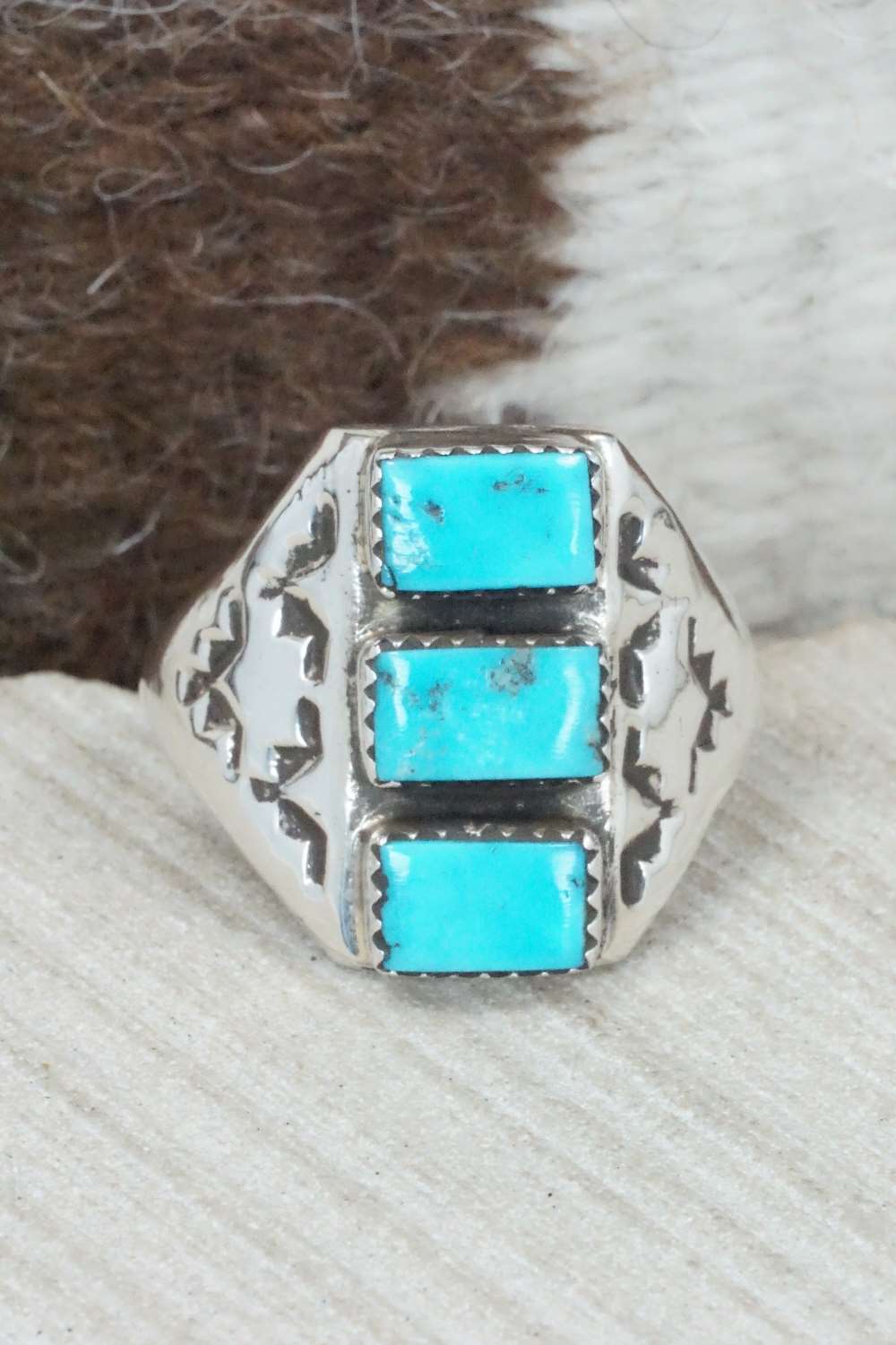 Turquoise & Sterling Silver Ring - Pauline Nelson - Size 14.5