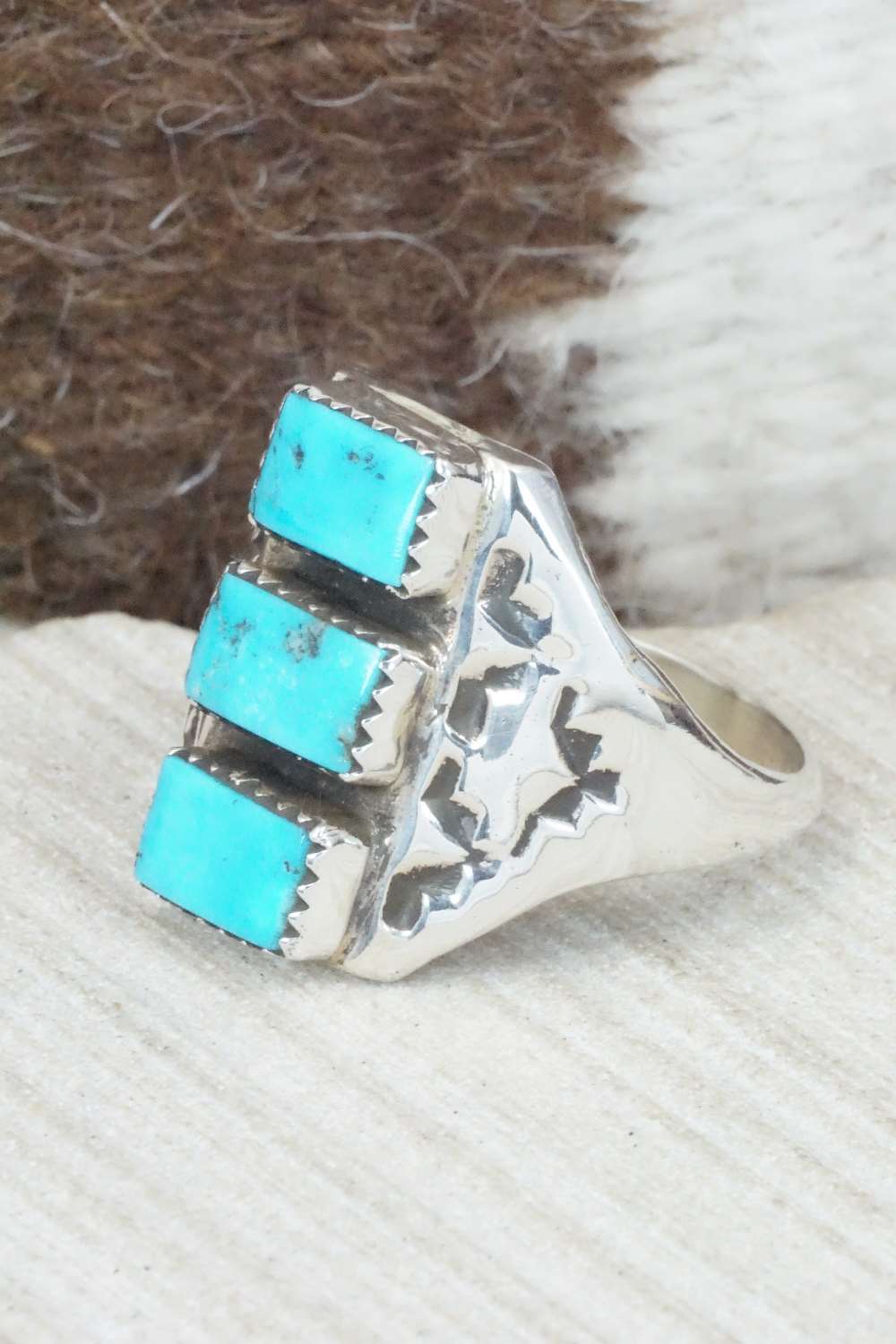 Turquoise & Sterling Silver Ring - Pauline Nelson - Size 14.5