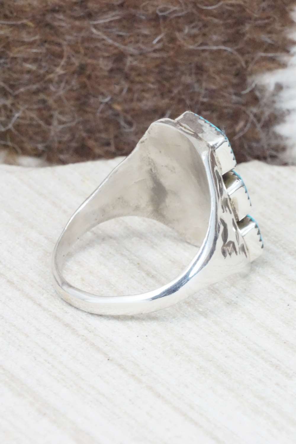 Turquoise & Sterling Silver Ring - Pauline Nelson - Size 14.5