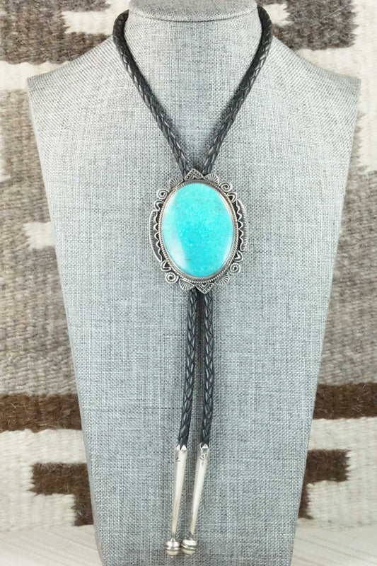 Turquoise & Sterling Silver Bolo Tie - Navajo
