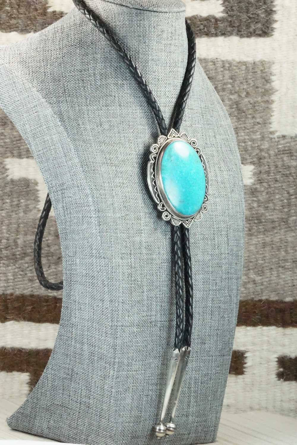Turquoise & Sterling Silver Bolo Tie - Navajo