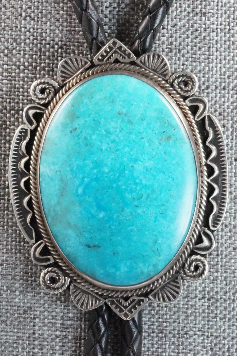 Turquoise & Sterling Silver Bolo Tie - Navajo