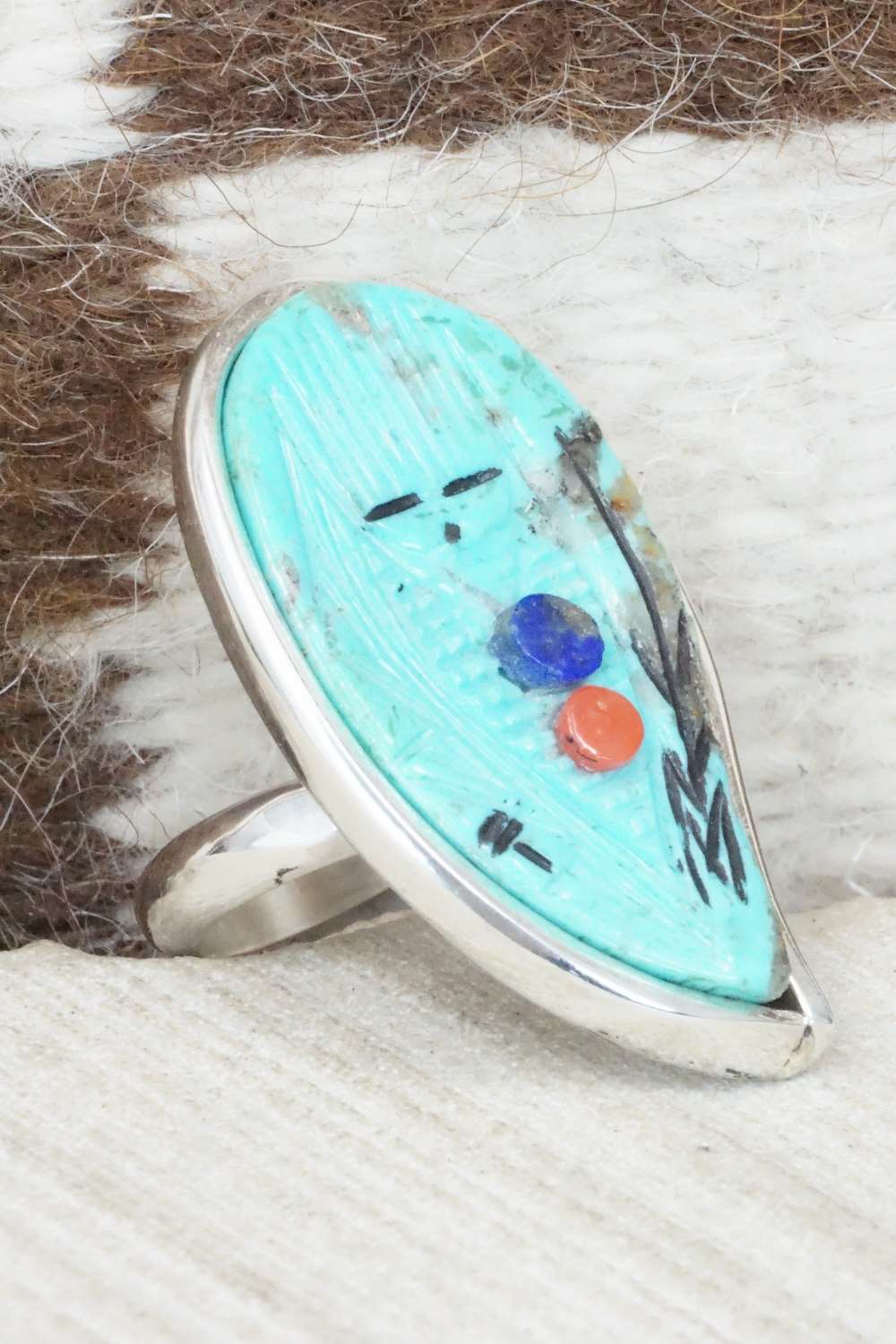 Turquoise & Sterling Silver Ring - Gloria Chattin - Size 6.75