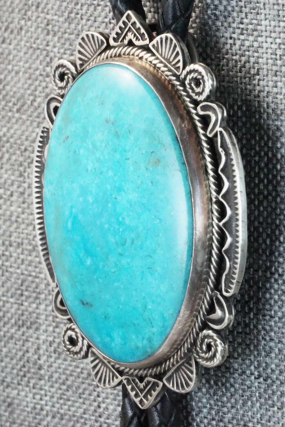 Turquoise & Sterling Silver Bolo Tie - Navajo