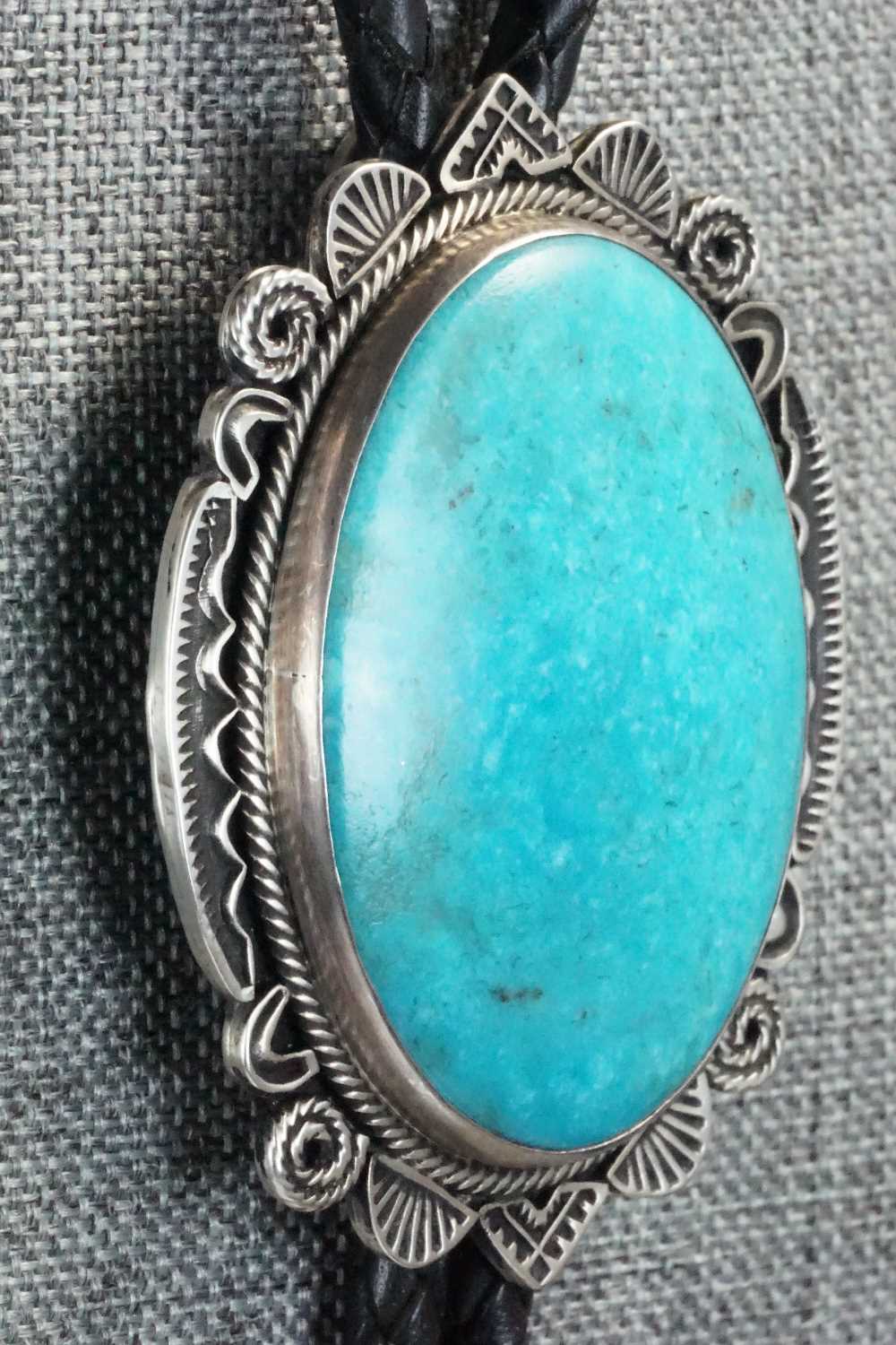Turquoise & Sterling Silver Bolo Tie - Navajo