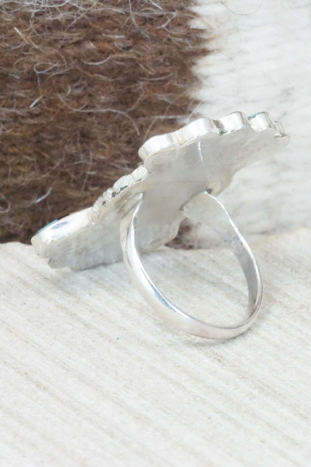 Multi Stone & Sterling Silver Inlay Ring - Verdell Niiha - Size 7.75