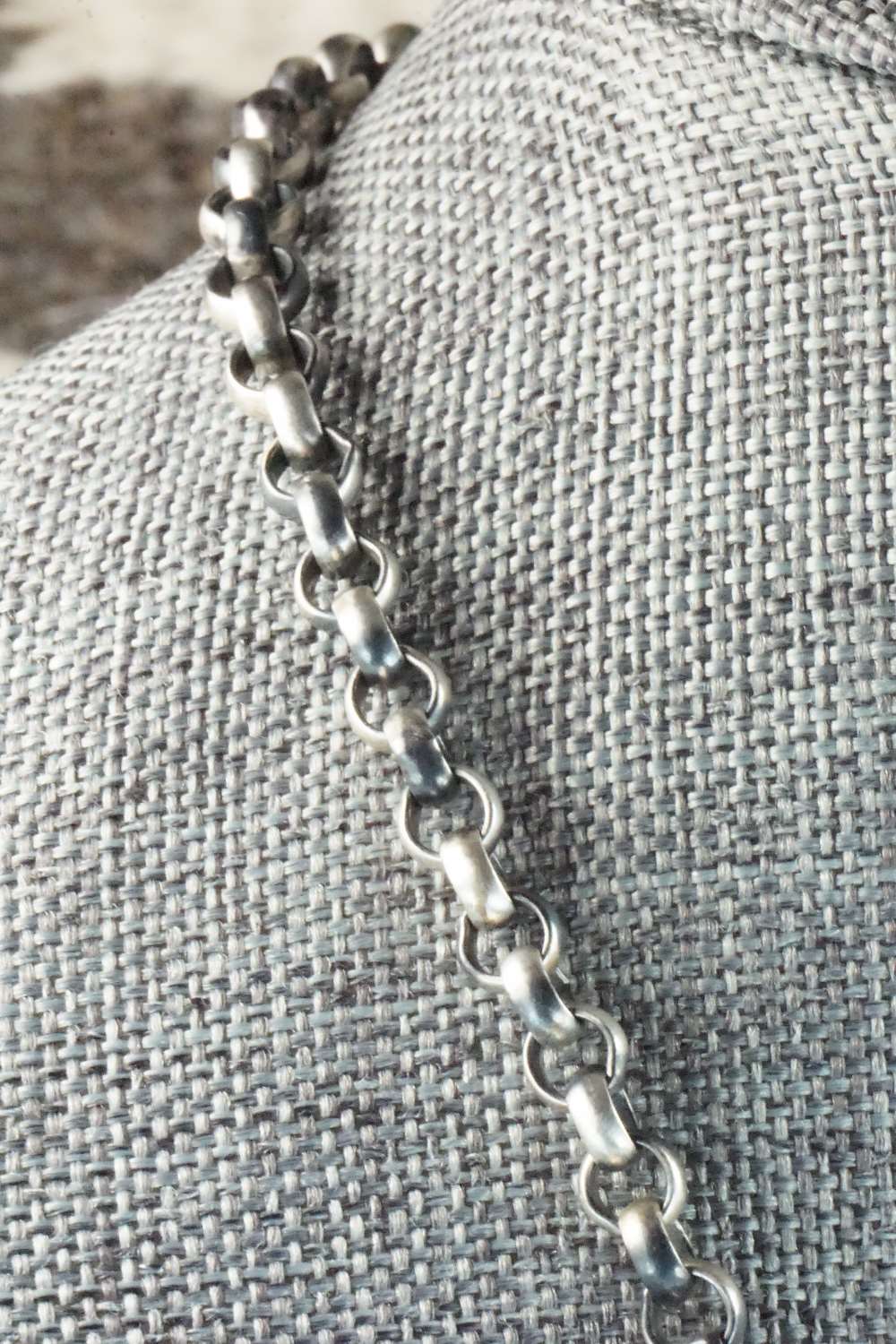 White Buffalo & Sterling Silver Necklace - Navajo
