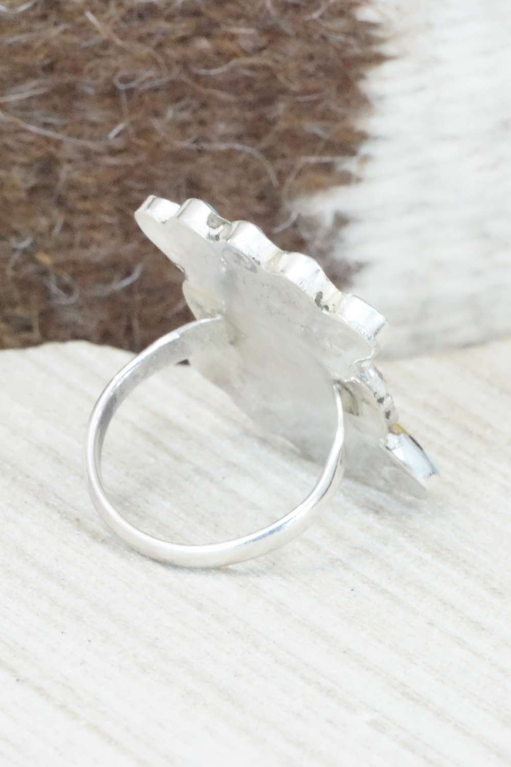 Multi Stone & Sterling Silver Inlay Ring - Verdell Niiha - Size 7.75