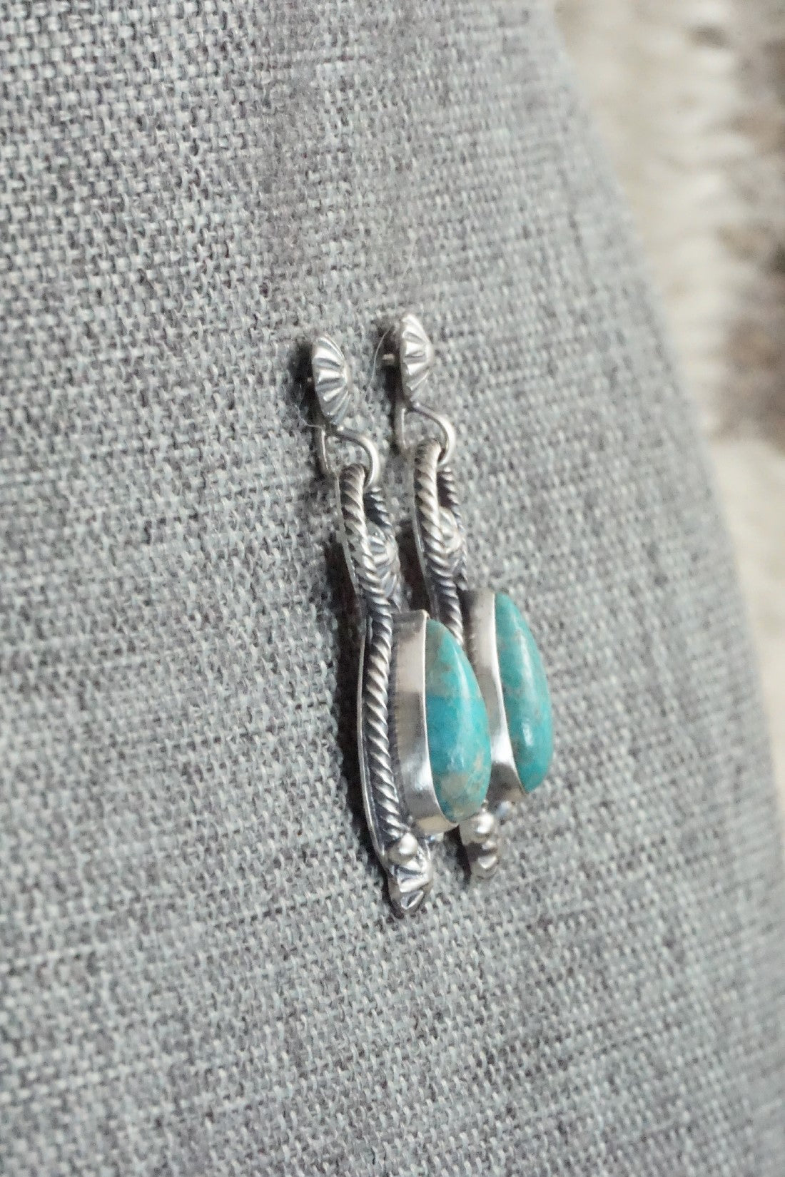 Turquoise & Sterling Silver Earrings - Verley Betone