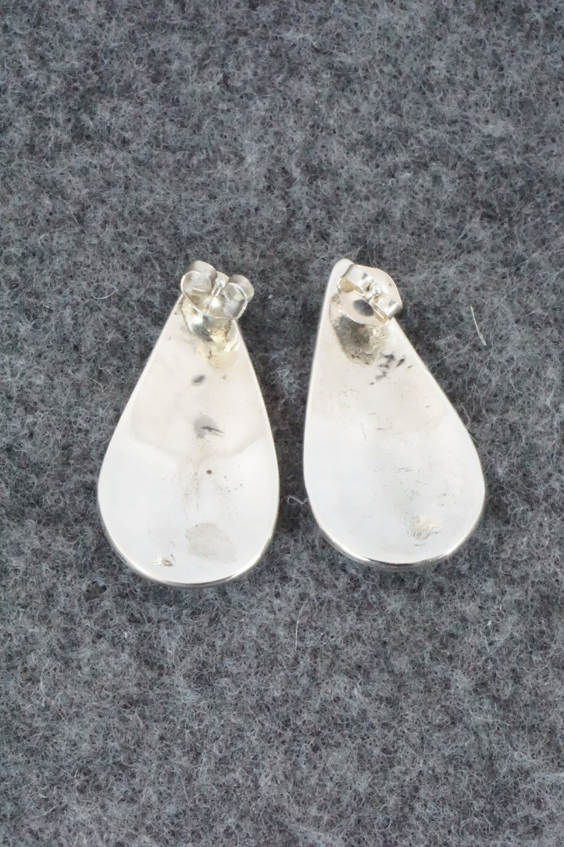 Coral & Turquoise Chip Inlay Sterling Silver Earrings - Jolene Yazzie