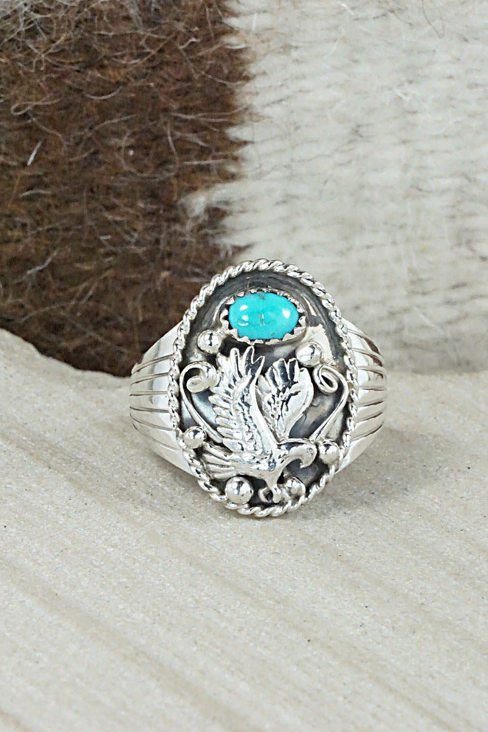 Turquoise & Sterling Silver Ring - Jeannette Saunders - Size 10