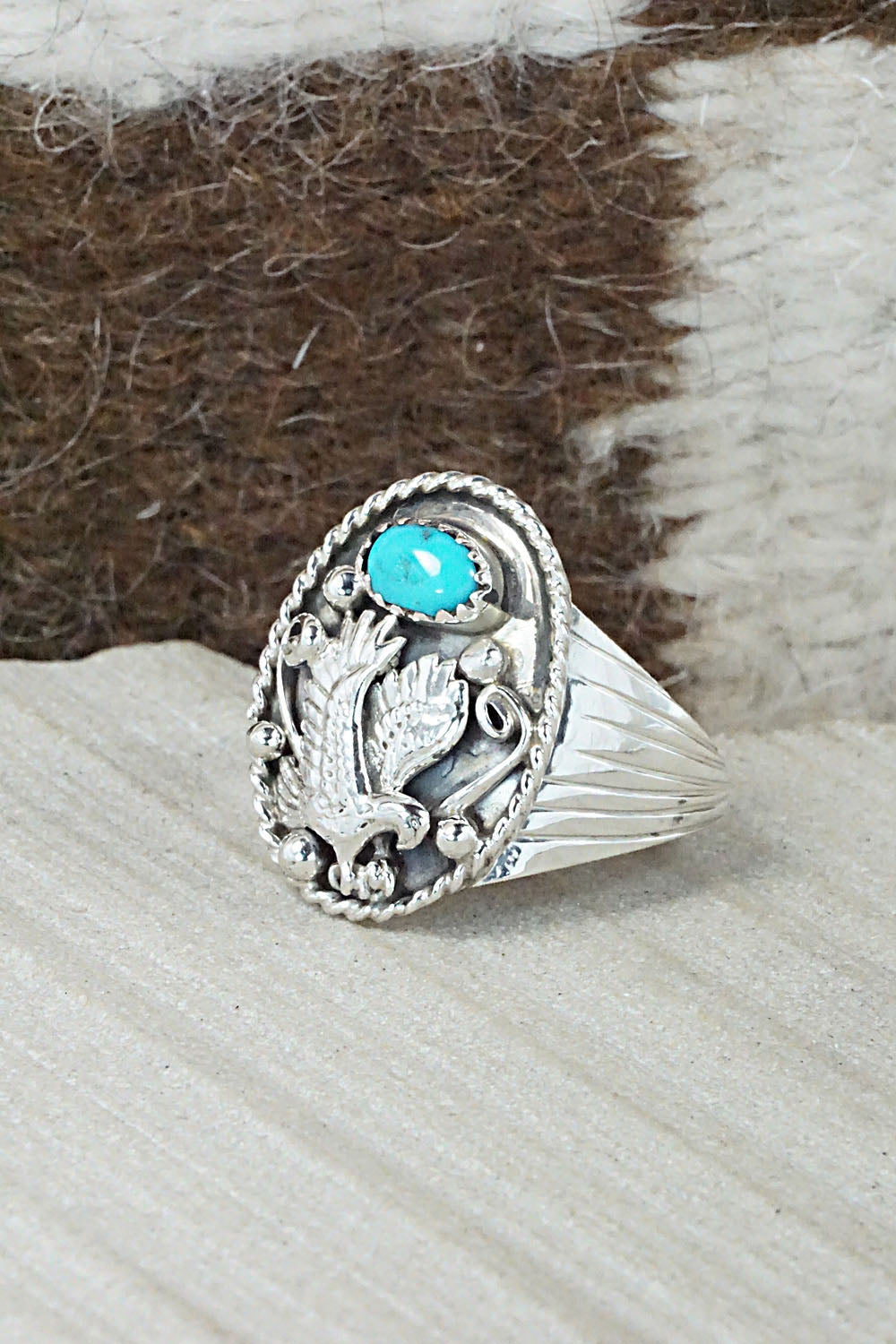 Turquoise & Sterling Silver Ring - Jeannette Saunders - Size 10