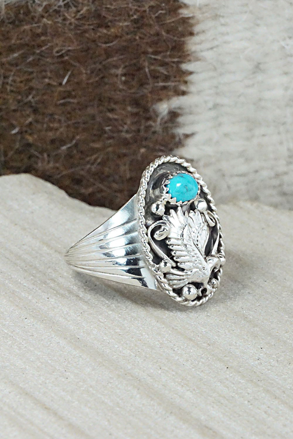 Turquoise & Sterling Silver Ring - Jeannette Saunders - Size 10