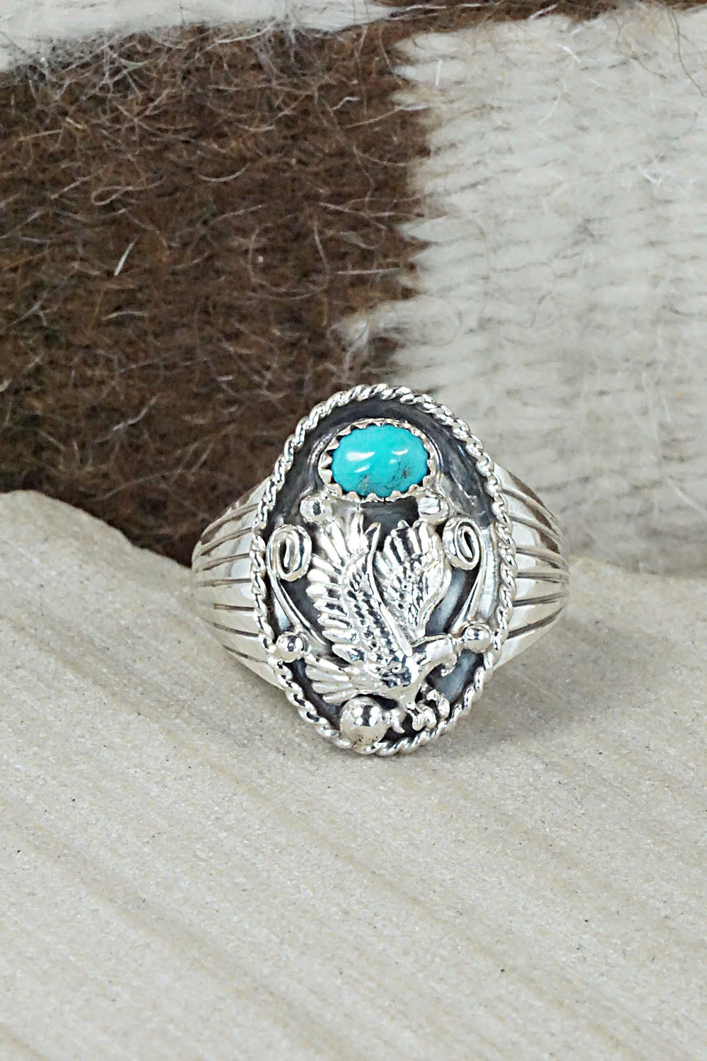 Turquoise & Sterling Silver Ring - Jeannette Saunders - Size 11