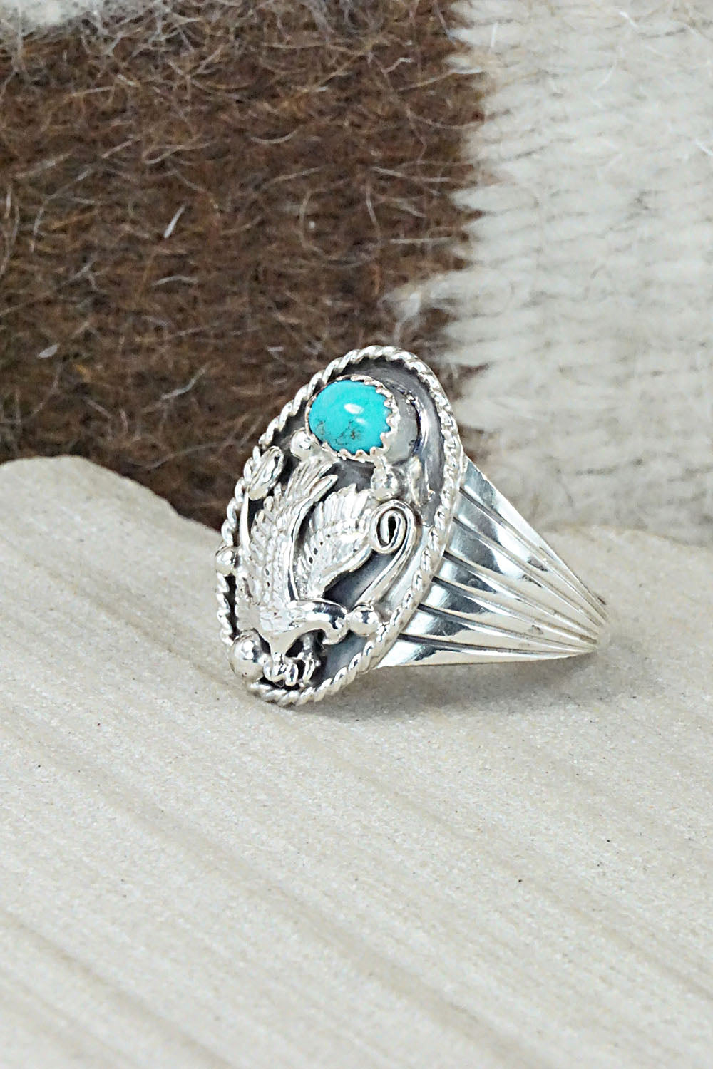 Turquoise & Sterling Silver Ring - Jeannette Saunders - Size 11