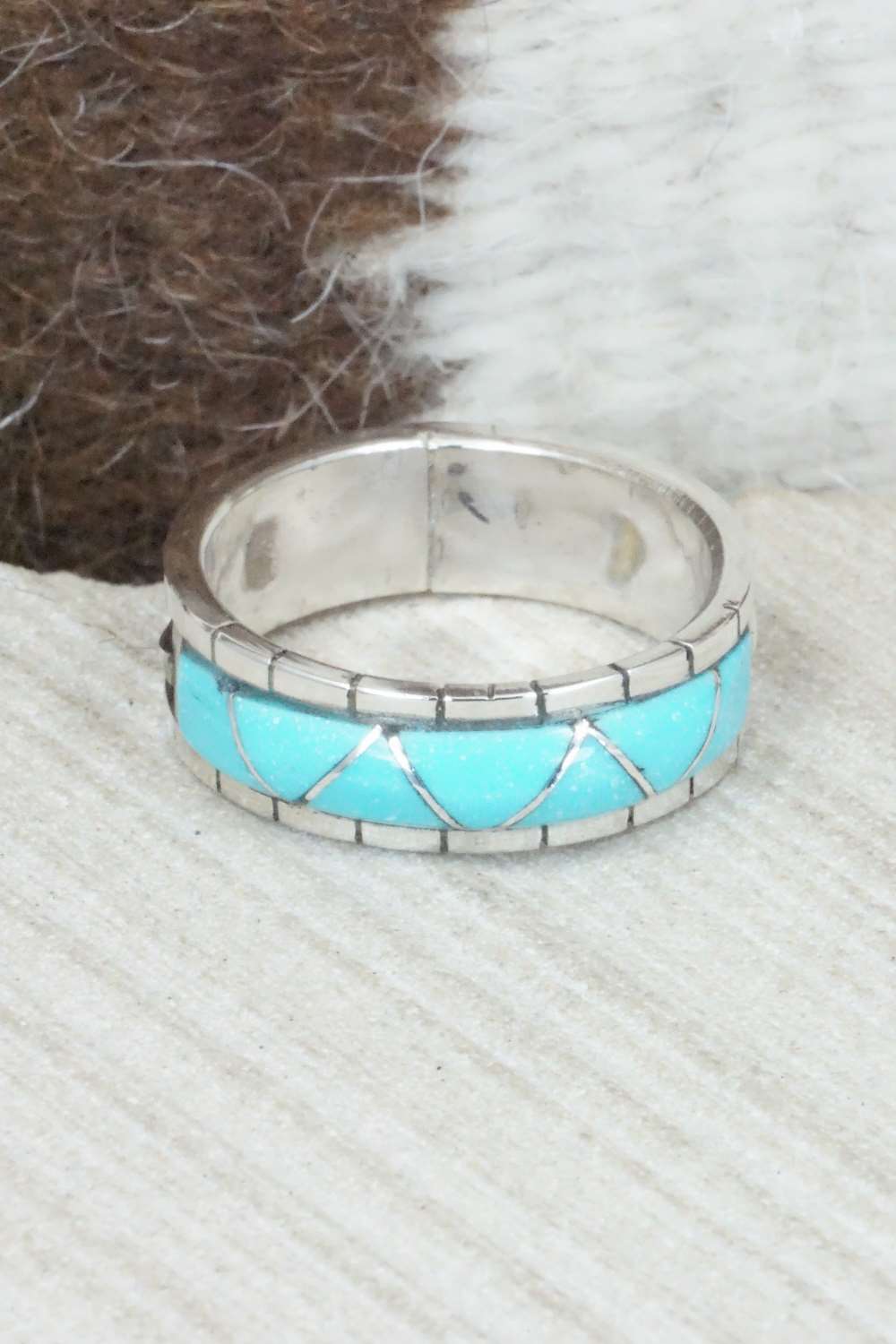 Turquoise & Sterling Silver Ring - Phyllis Lucio - Size 11.75