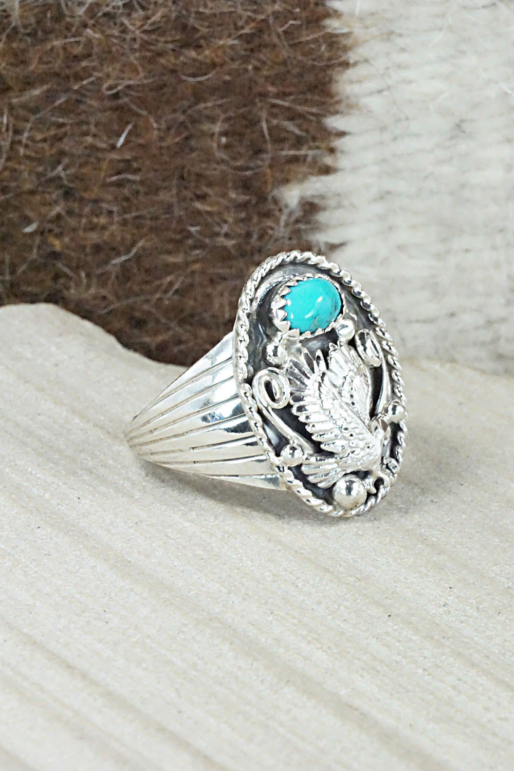 Turquoise & Sterling Silver Ring - Jeannette Saunders - Size 11
