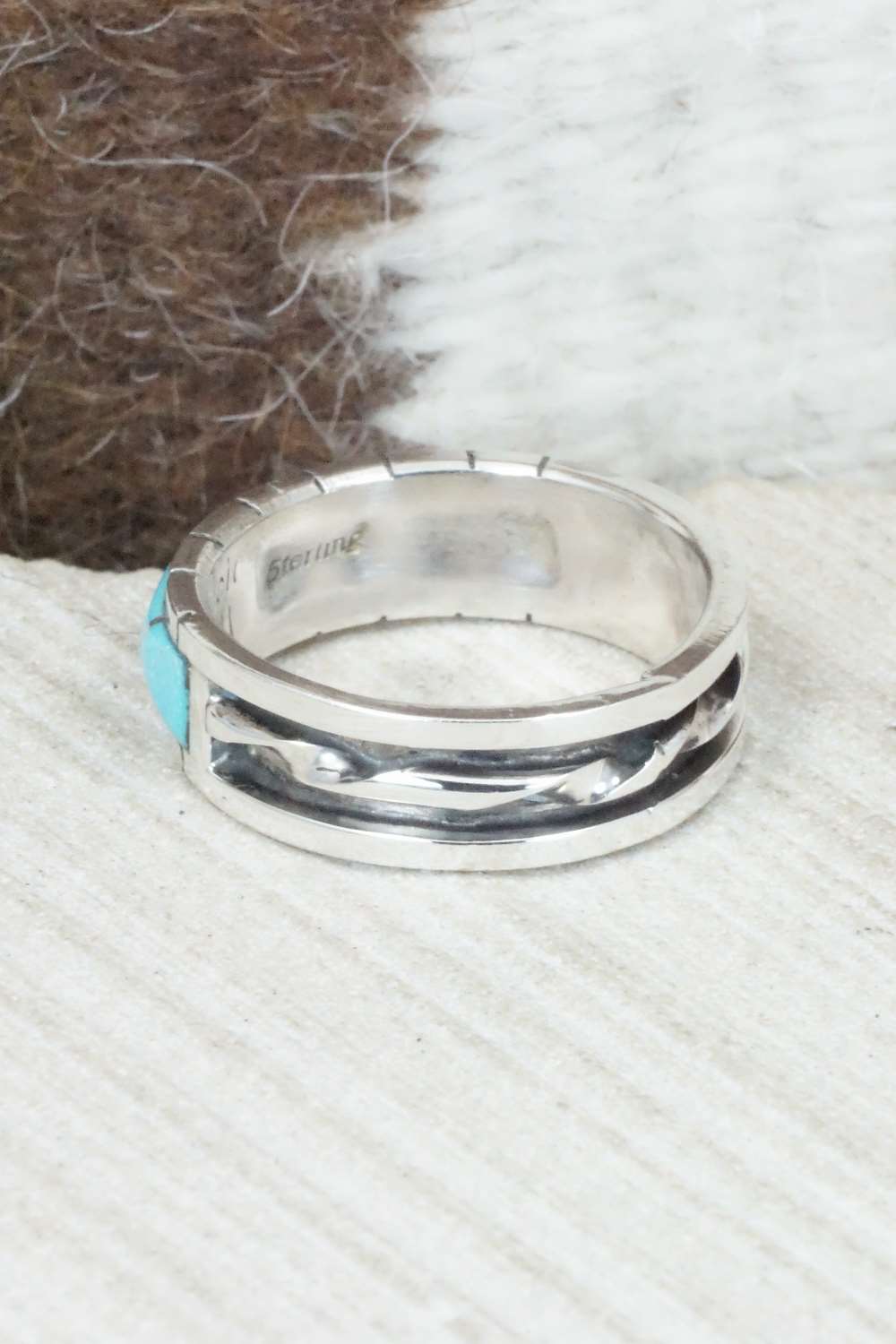Turquoise & Sterling Silver Ring - Phyllis Lucio - Size 11.75