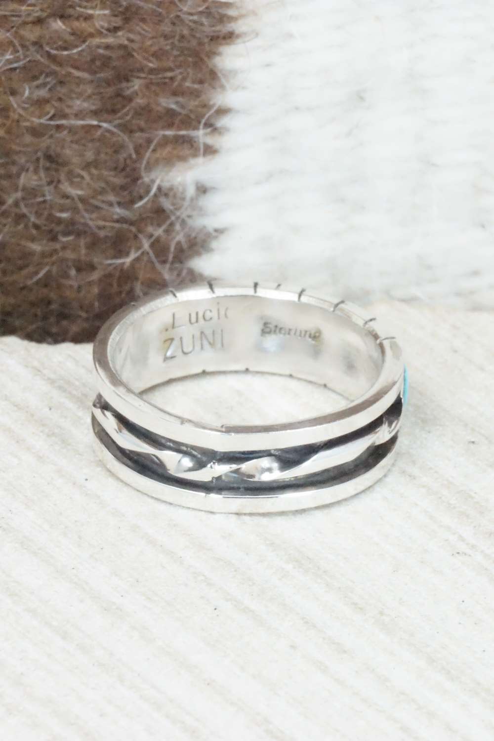 Turquoise & Sterling Silver Ring - Phyllis Lucio - Size 11.75