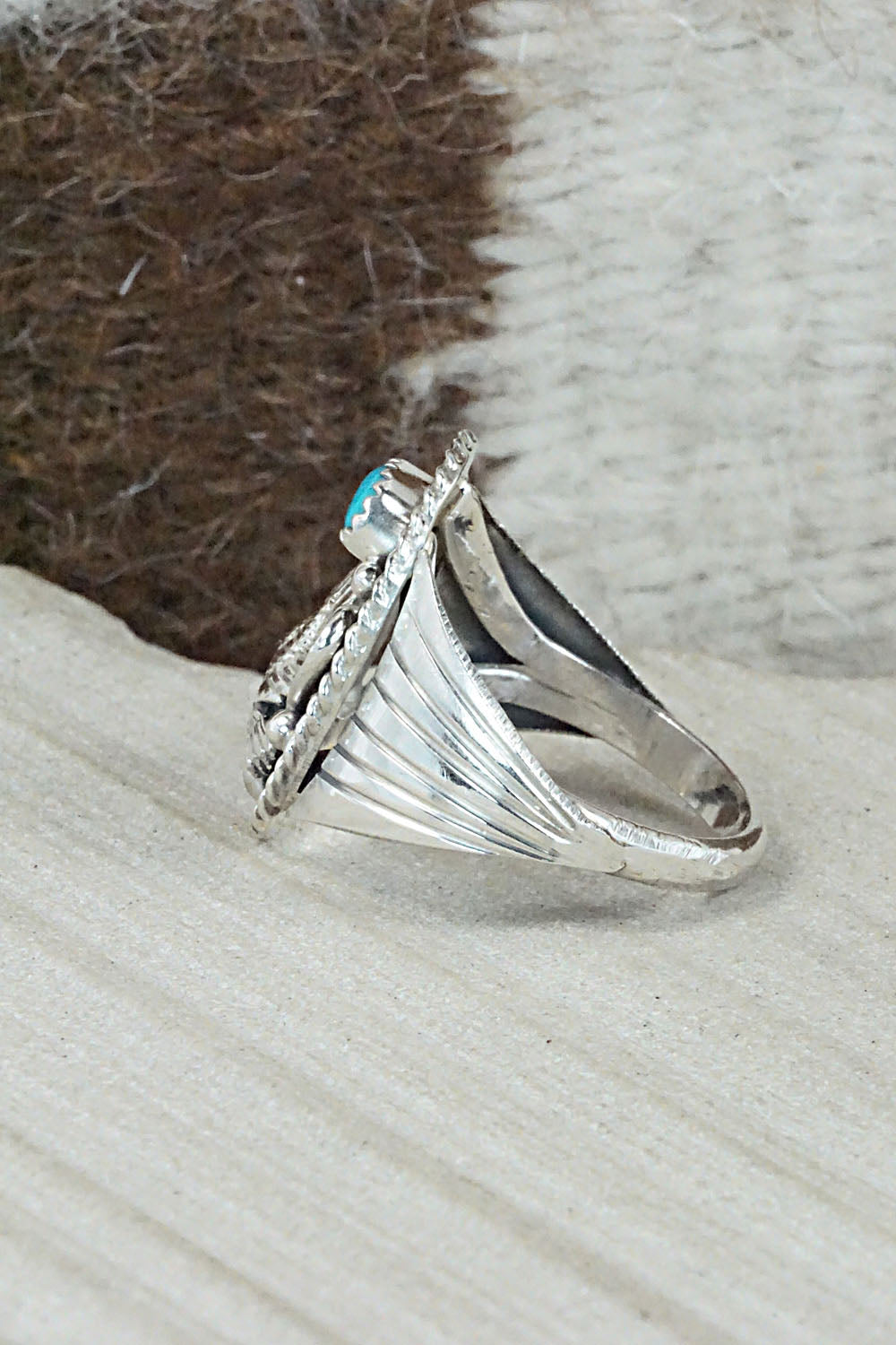 Turquoise & Sterling Silver Ring - Jeannette Saunders - Size 12