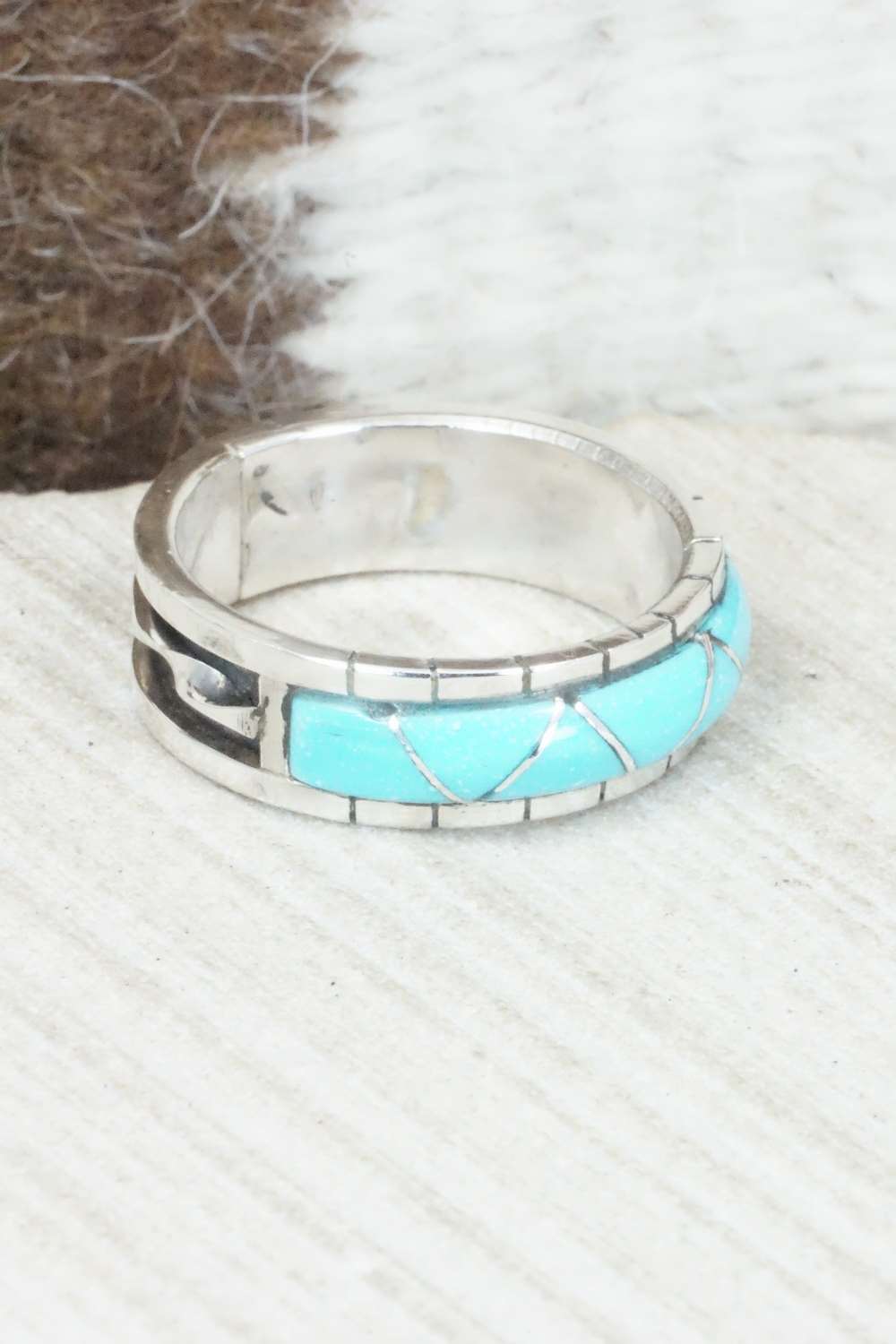 Turquoise & Sterling Silver Ring - Phyllis Lucio - Size 11.75