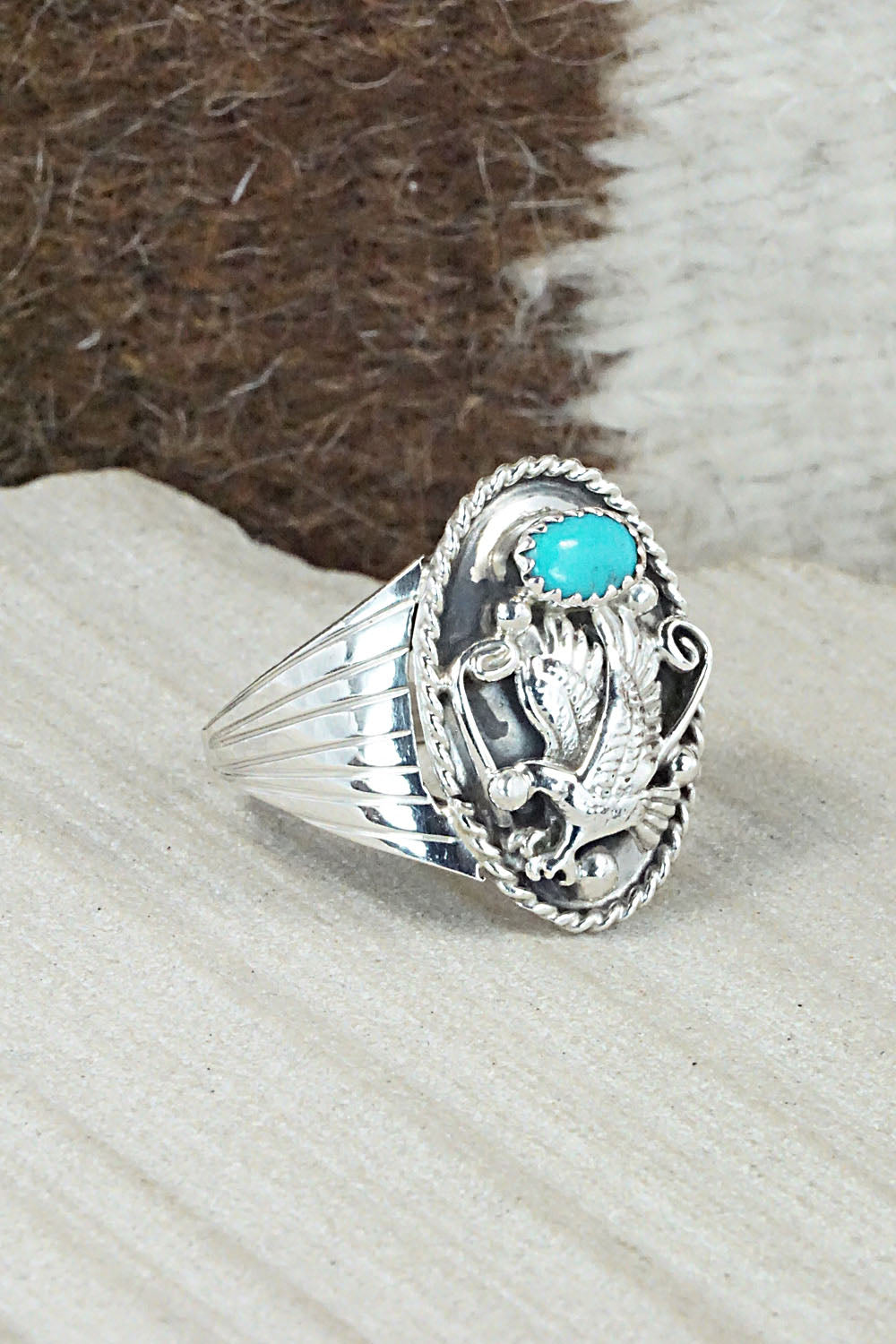 Turquoise & Sterling Silver Ring - Jeannette Saunders - Size 12