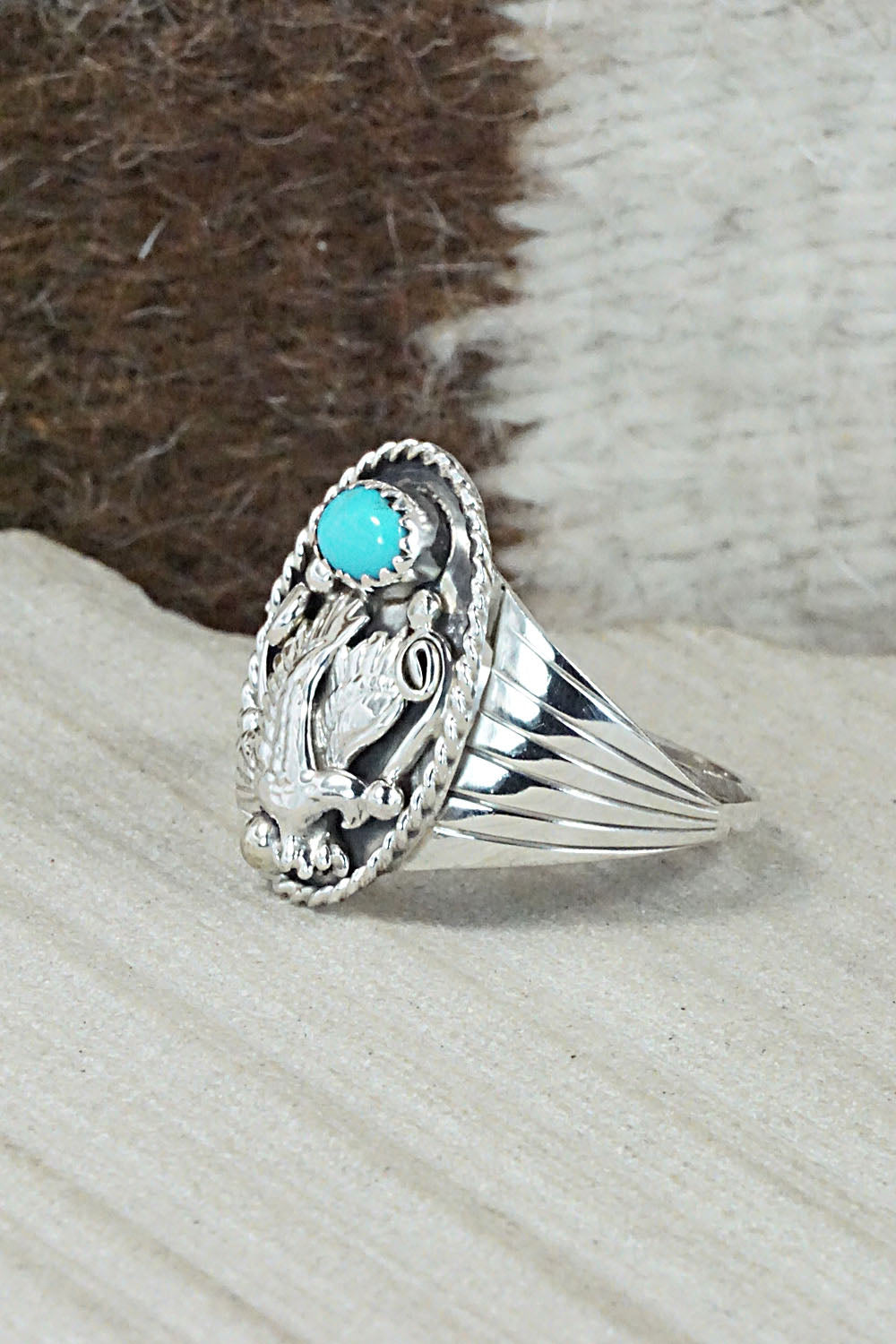 Turquoise & Sterling Silver Ring - Jeannette Saunders - Size 12.5