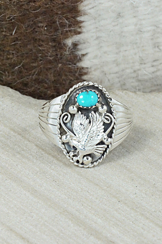 Turquoise & Sterling Silver Ring - Jeannette Saunders - Size 14