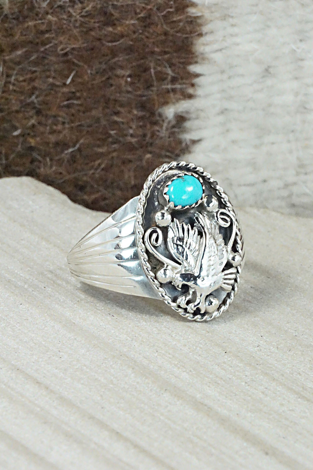 Turquoise & Sterling Silver Ring - Jeannette Saunders - Size 14