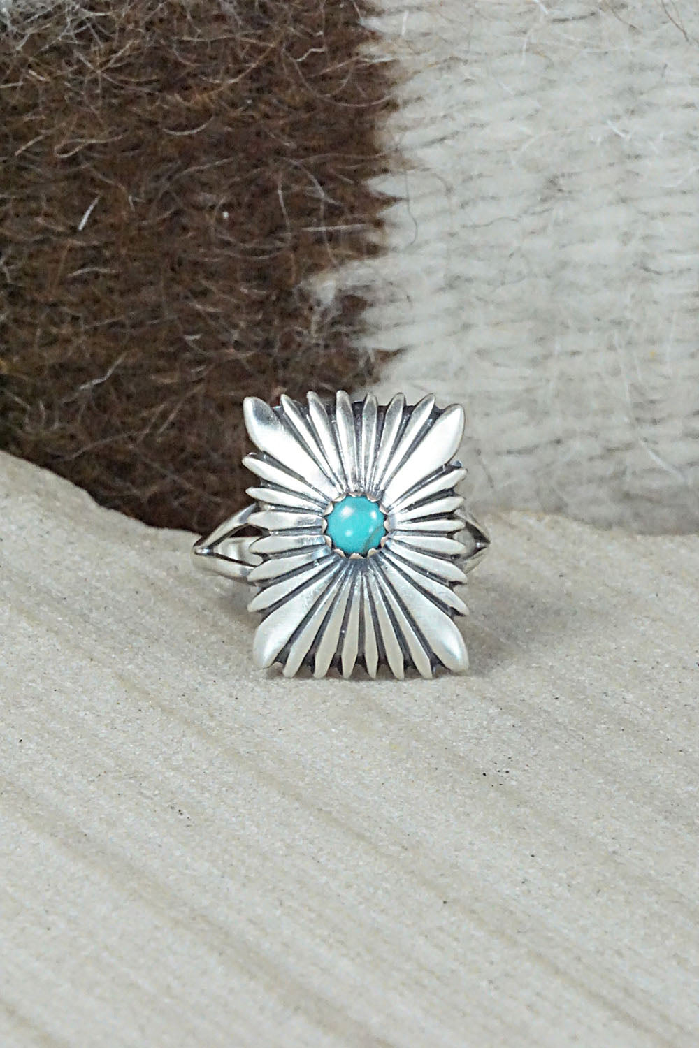 Turquoise & Sterling Silver Ring - Jamie Saunders - Size 8.25