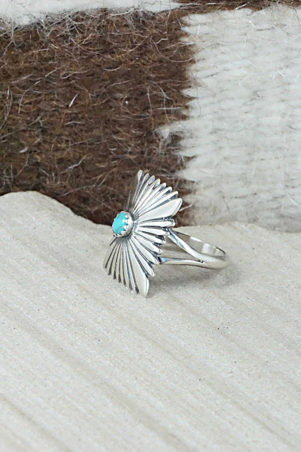 Turquoise & Sterling Silver Ring - Jamie Saunders - Size 7