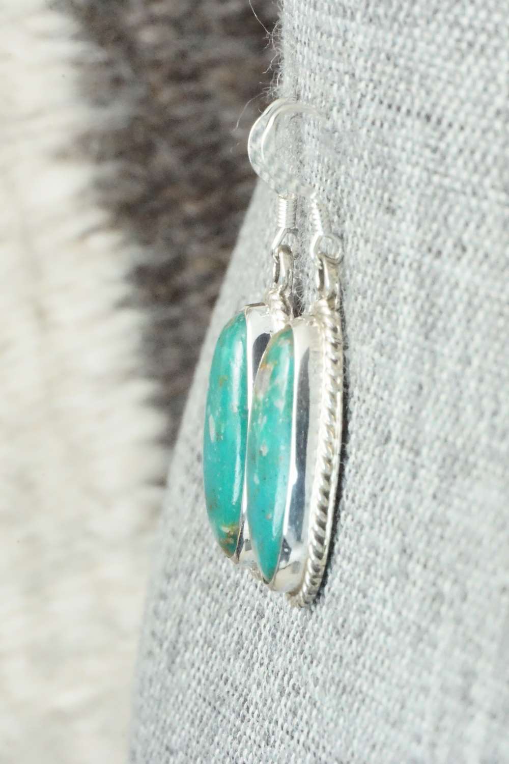 Turquoise & Sterling Silver Earrings - Lee Shorty
