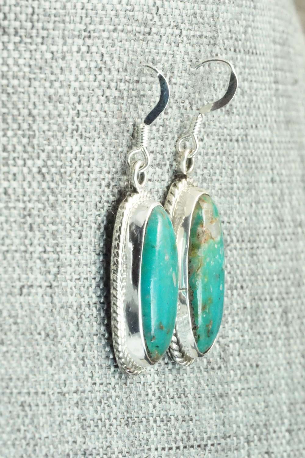 Turquoise & Sterling Silver Earrings - Lee Shorty