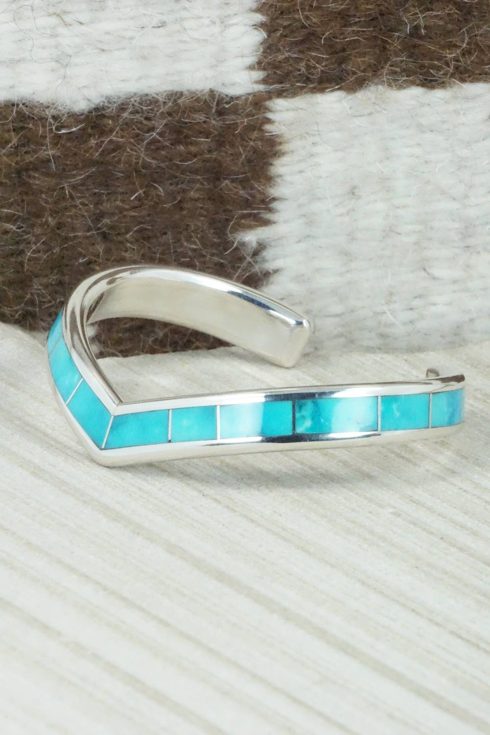 Turquoise & Sterling Silver Inlay Bracelet - Lawrence Loretto