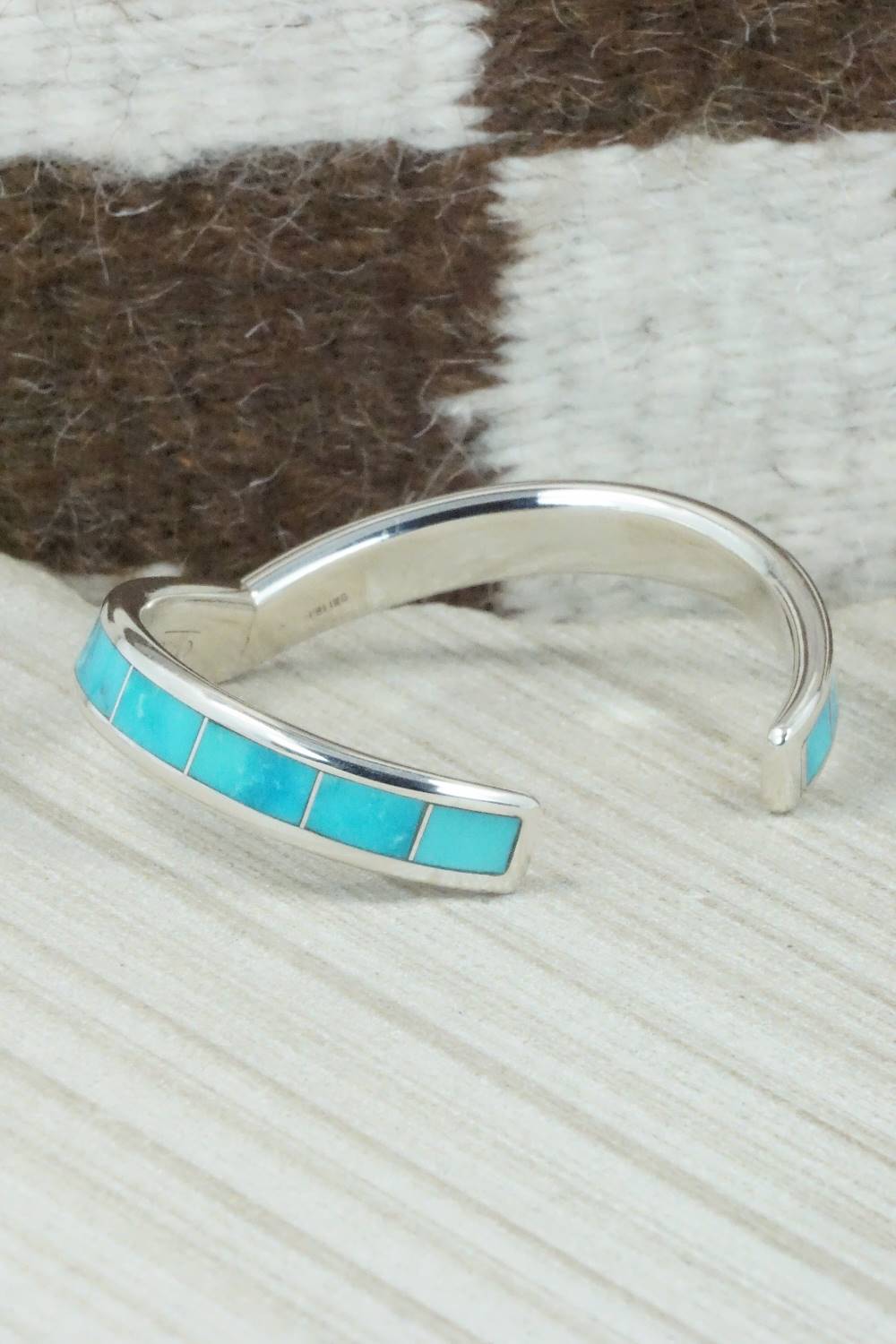 Turquoise & Sterling Silver Inlay Bracelet - Lawrence Loretto