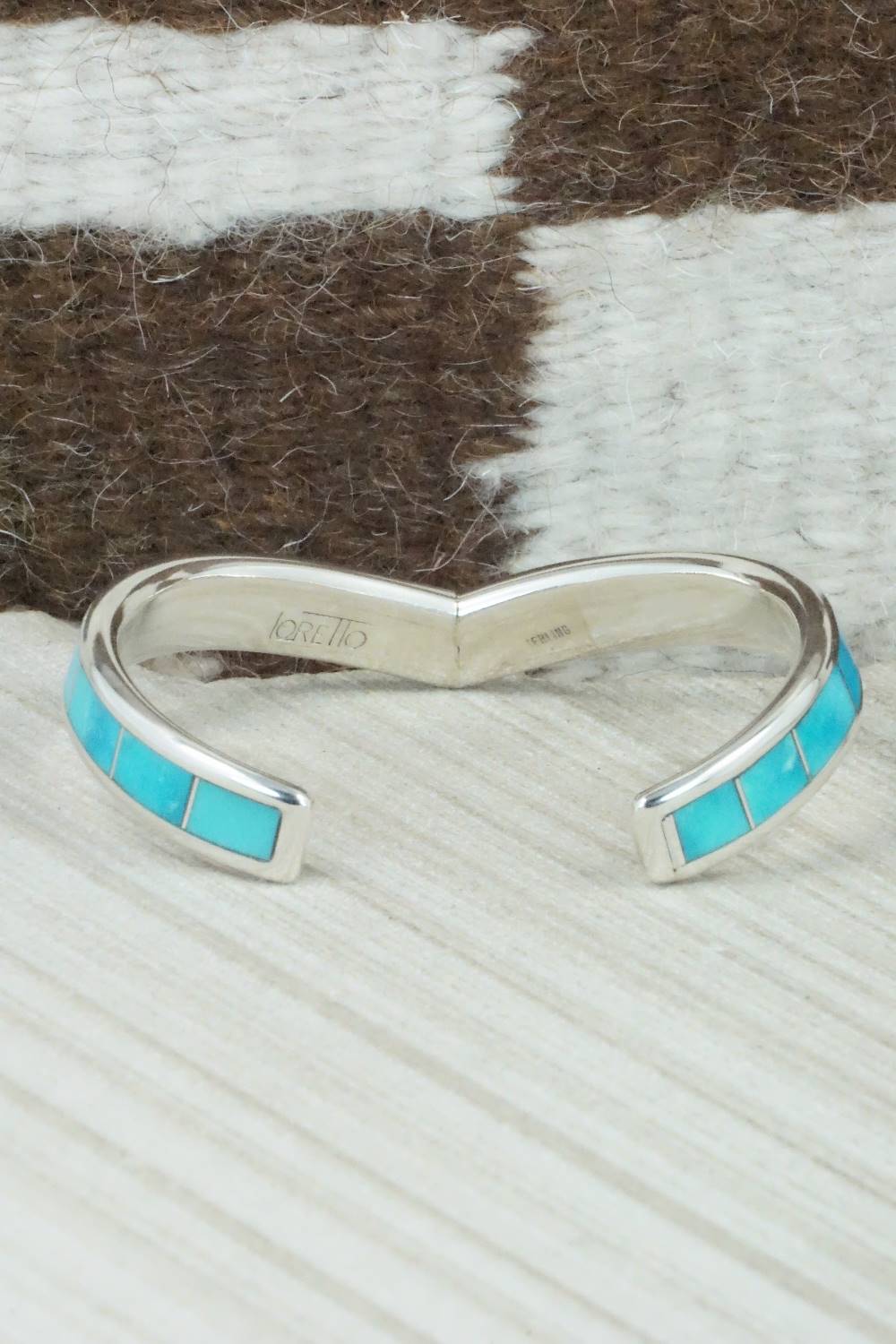 Turquoise & Sterling Silver Inlay Bracelet - Lawrence Loretto