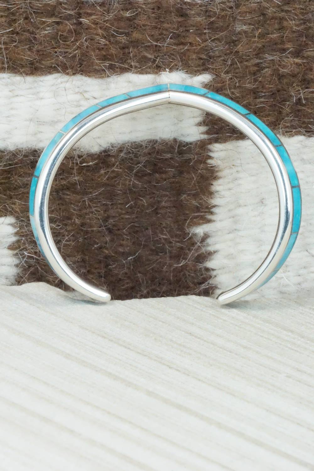 Turquoise & Sterling Silver Inlay Bracelet - Lawrence Loretto