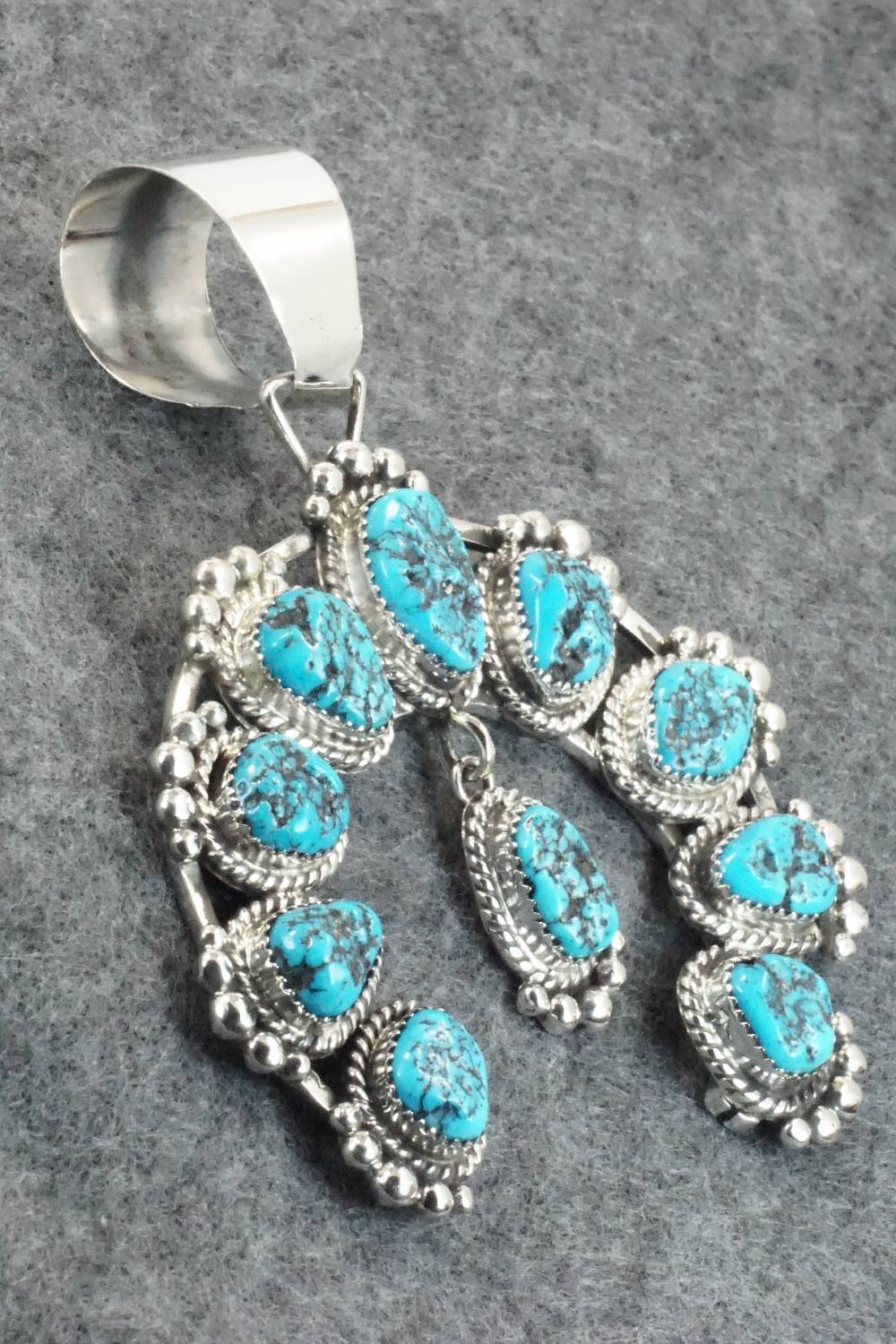 Turquoise and Sterling Silver Naja Pendant - Vernon Johnson