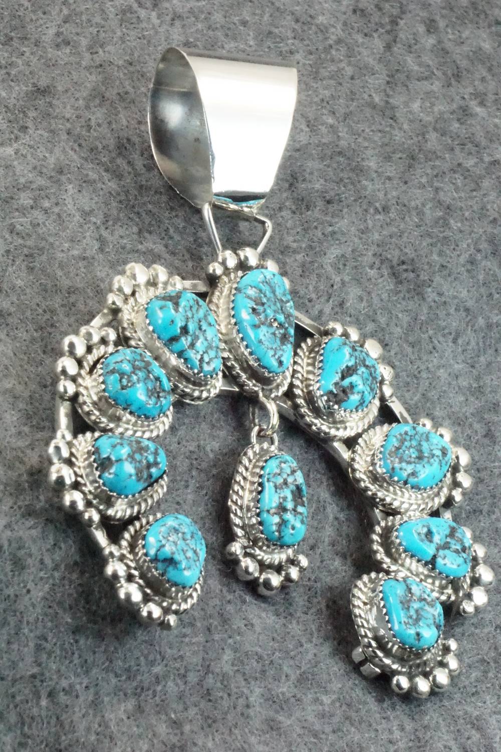 Turquoise and Sterling Silver Naja Pendant - Vernon Johnson