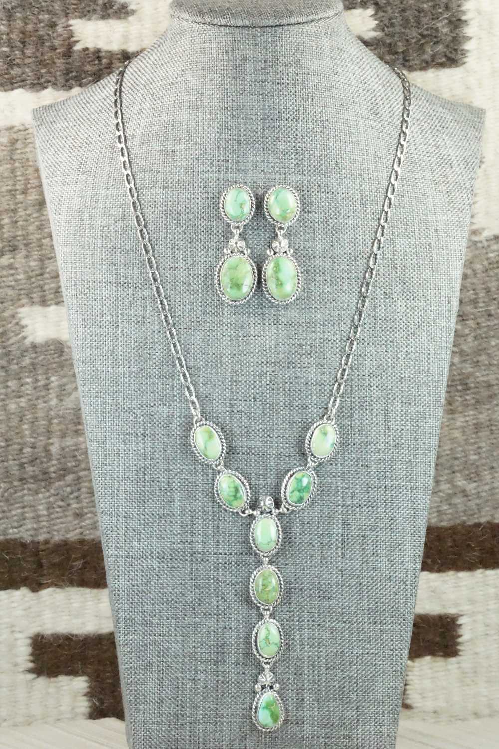 Turquoise & Sterling Silver Necklace and Earrings Set - Wydell Billie