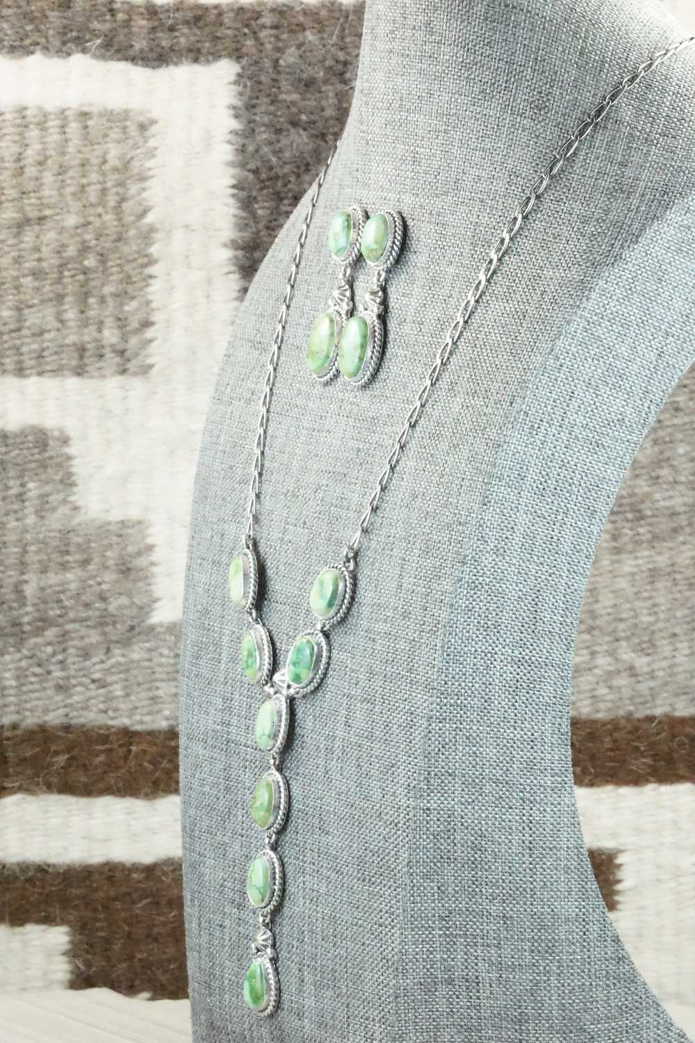 Turquoise & Sterling Silver Necklace and Earrings Set - Wydell Billie